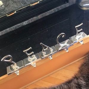 PEACE 5PC CHRISTMAS STOCKING HANGERS SILVER PLATE